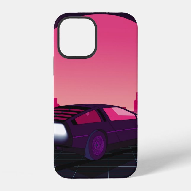 Retro future. 80s style sci-fi background with sup iPhone case (Back)