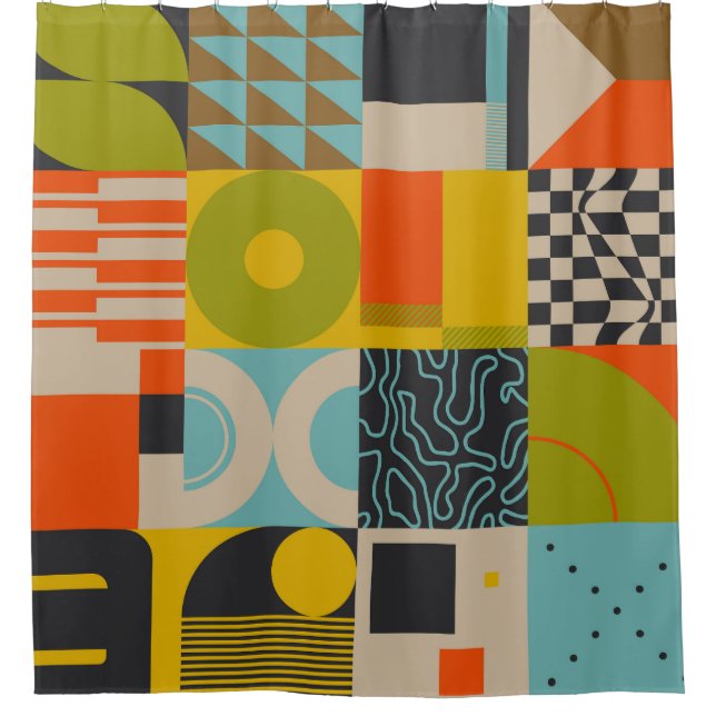 Retro future: abstract pastel artwork. shower curtain (Front)