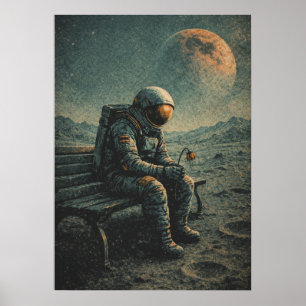 Retro-Future Astronaut, Sci-Fi Space Abstract Art Poster