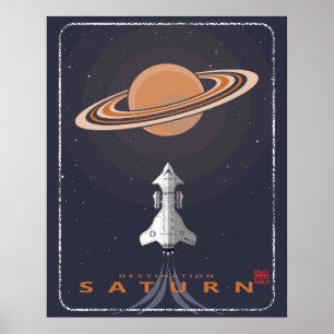 Retro Future Destination Saturn Poster