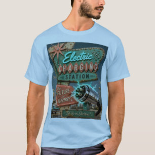 Retro Future Electric Car Charging Station Vintage T-Shirt