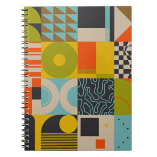 Retro future inspired artwork of abstract symbols notebook