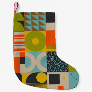 Retro future inspired artwork of abstract symbols  small christmas stocking