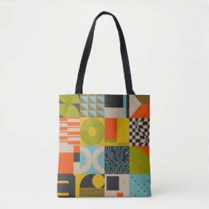 Retro future inspired artwork of abstract symbols  tote bag