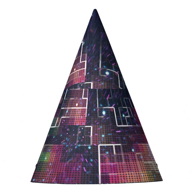 Retro Futurism: 80's Neon Geometric Party Hat (Front)