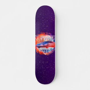 Retro Futurism Modern Car Synth Wave Night Galaxy Skateboard