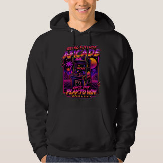 Retro Futurist Arcade Synthwave Neon Gaming Hoodie