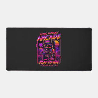 Retro Futurist Arcade Synthwave Neon Gaming Mouse Desk Mat