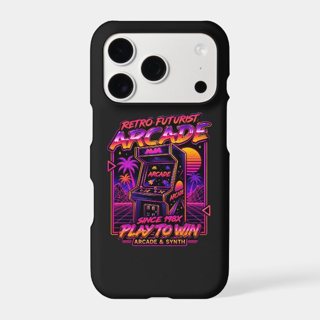 Retro Futurist Arcade Synthwave Neon Phone Case (Back)