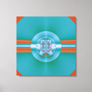 Retro Futuristic Aqua Coral Abstract Art Canvas Print