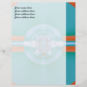 Retro Futuristic Aqua Coral Abstract Art Customised Letterhead