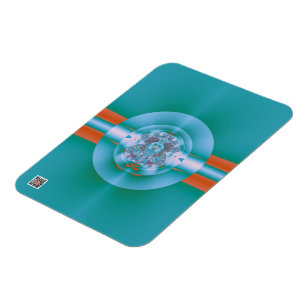 Retro Futuristic Aqua Coral Abstract Art Magnet