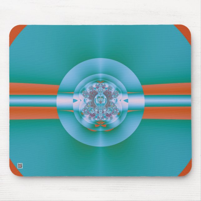 Retro Futuristic Aqua Coral Abstract Art Mouse Pad (Front)