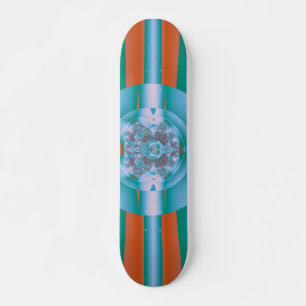 Retro Futuristic Aqua Coral Abstract Art Skateboard