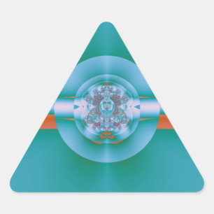 Retro Futuristic Aqua Coral Abstract Art Triangle Sticker