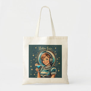 Retro Futuristic Astro Girl Martini Time Tote Bag