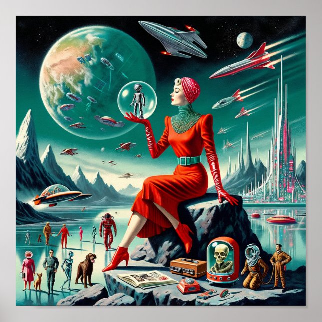 Retro Futuristic Illustration Poster (Front)