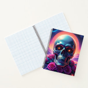 Retro Futuristic landscape 1980s style. purple wi Notebook