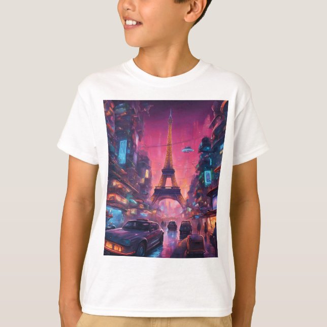 Retro futuristic Paris T-Shirt (Front)