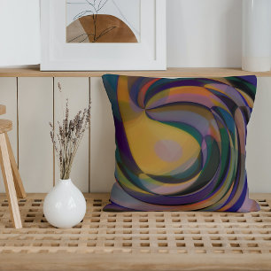 Retro Futuristic Radial Swirl Waves Art Pattern Cushion
