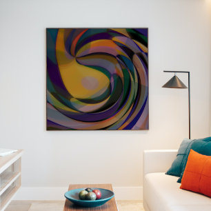 Retro Futuristic Radial Swirl Waves Art Pattern Poster