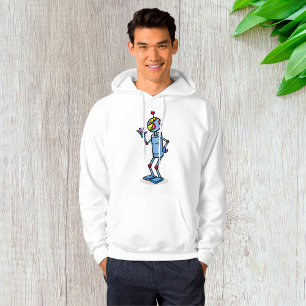 Retro Futuristic Robot Character Waving Hoodie
