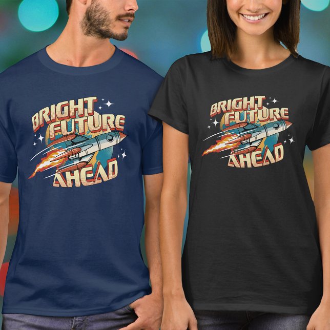 Retro Futuristic Science Fiction Rocket Typography T-Shirt (Creator Uploaded)