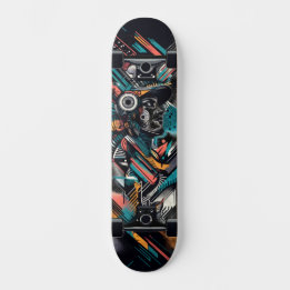 Retro-Futuristic Tech Street Art Skateboard 21
