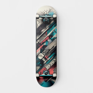 Retro-Futuristic Tech Street Art Skateboard 31