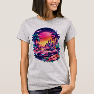 Retro Futuristic Vaporwave Neon Car Women's T-Shir T-Shirt