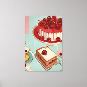 Retro futuristicic cherry cake canvas print