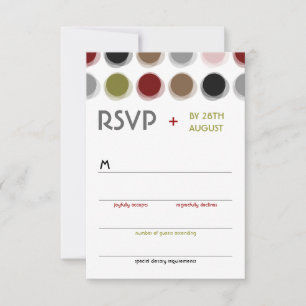 Retro Fuzzy Dots Colourful Mod Art Wedding RSVP