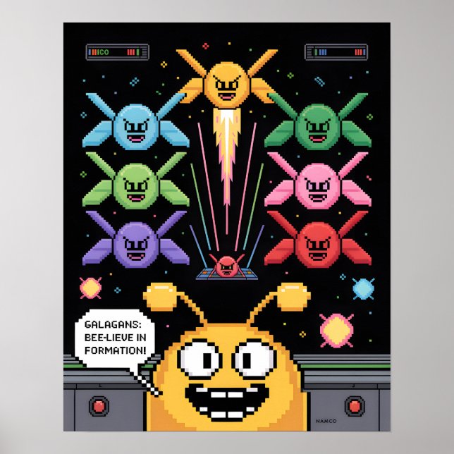Retro Galaga Galagans Poster (Front)