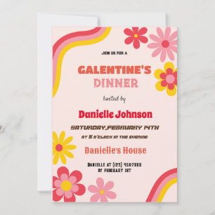 Retro Galentines Day Invitation, Galentines Dinner Holiday Card