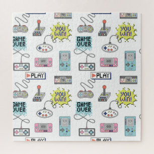 Retro Game Controllers: Colourful Seamless Pattern Jigsaw Puzzle