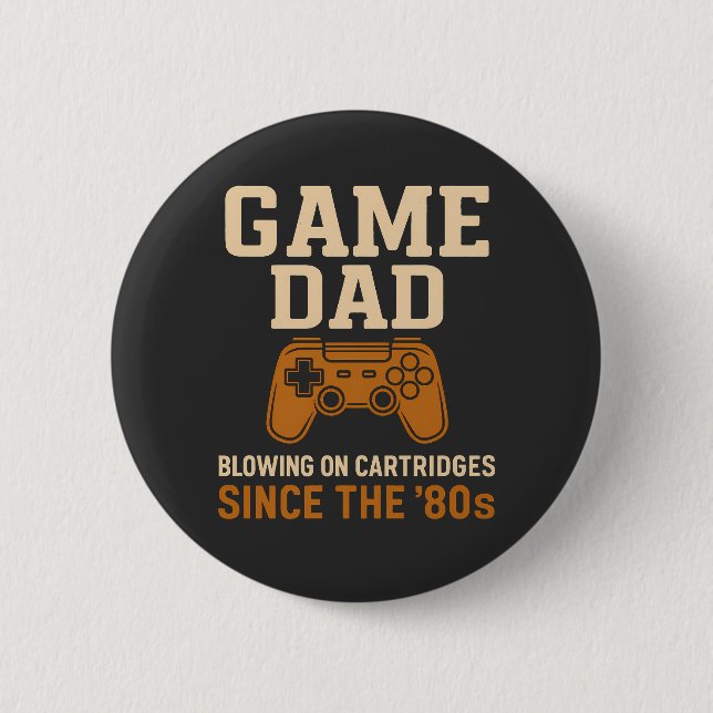 Retro Game Dad '80s Cartridge Vibes 6 Cm Round Badge (Front)