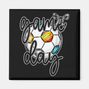 Retro Game Day Soccer Coquette Bow Women Girls Kid Magnet