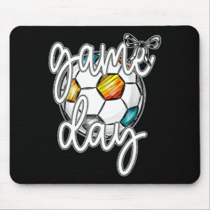 Retro Game Day Soccer Coquette Bow Women Girls Kid Mouse Pad