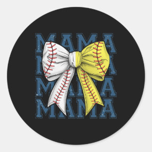 Retro Game Day Softball Baseball Mama Sports Team  Classic Round Sticker