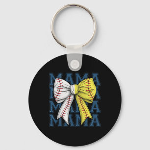 Retro Game Day Softball Baseball Mama Sports Team Key Ring