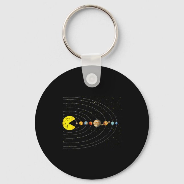 Retro Game Eating Planets Space Galaxy Gaming Boys Key Ring (Front)