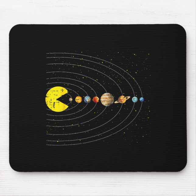 Retro Game Eating Planets Space Galaxy Gaming Boys Mouse Pad (Front)