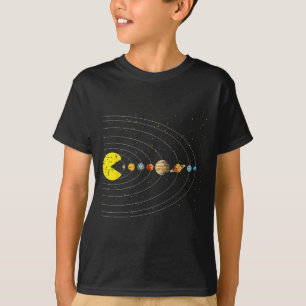 Retro Game Eating Planets Space Galaxy Gaming Boys T-Shirt