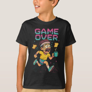 Retro “Game Over” Coffee Rush – Funny Running Cart T-Shirt