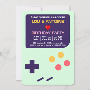 Retro Gamer Birthday Invitation