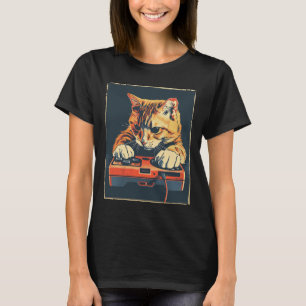 Retro Gamer Cat Having Fun Gaming Console For Game T-Shirt