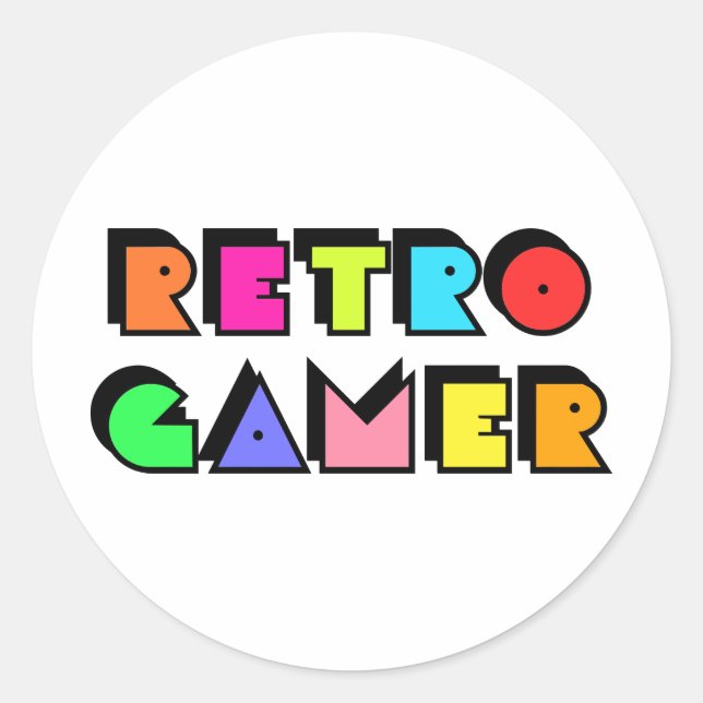 Retro Gamer Classic Round Sticker (Front)
