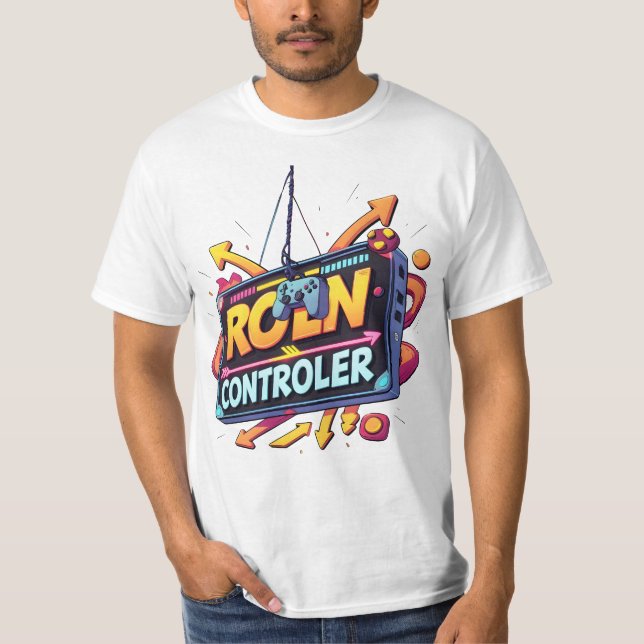 Retro Gamer Controller Bold Gaming for Players T-Shirt (Front)