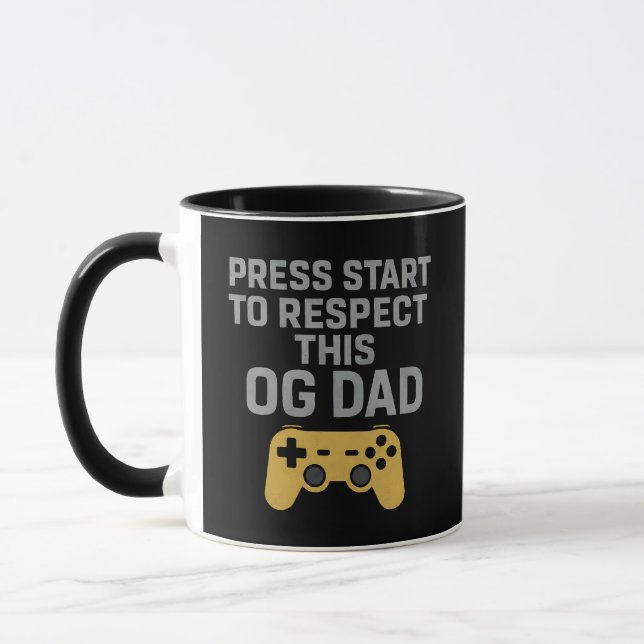 Retro Gamer Dad Respect Quote Mug (Left)