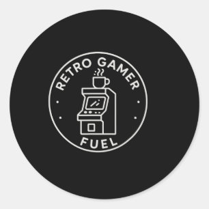 Retro Gamer Fuel Arcade Coffee Gaming For 80s Dads Classic Round Sticker